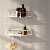 Prateleira Porta Shampoo Cubiko Branca 2 Peças - Ela Decora